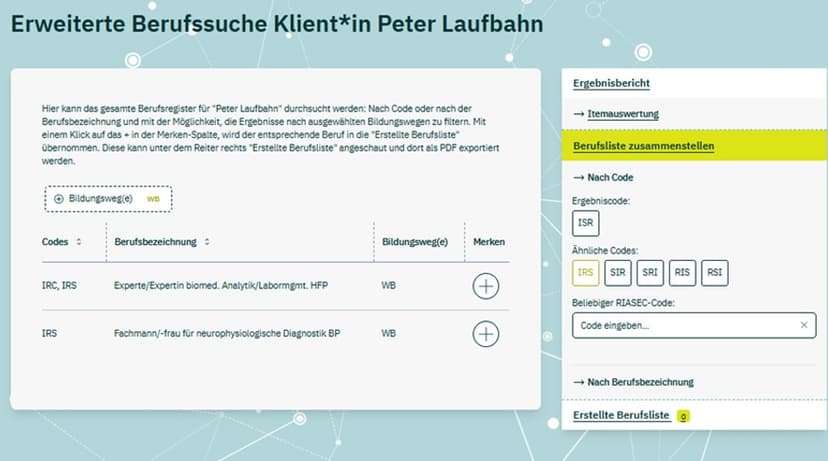 explorix®-2 Berufscodesuche