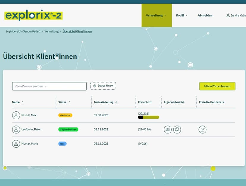 explorix®-2 Klientenverwaltung
